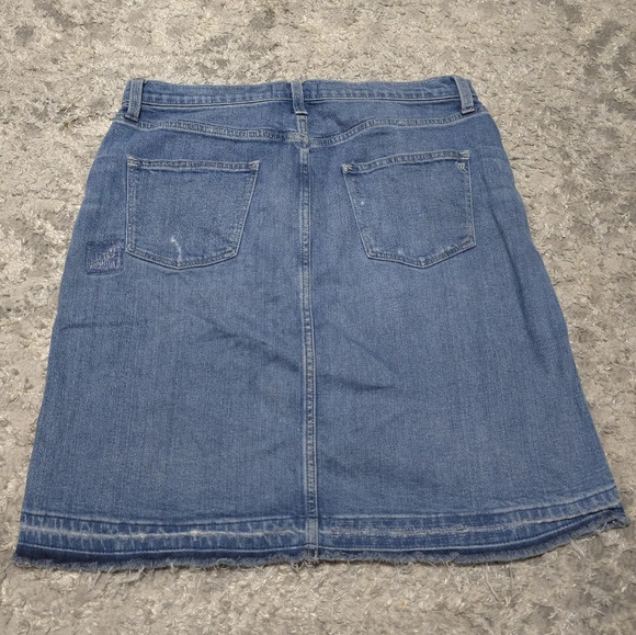 MADEWELL Distressed Denim Pencil Skirt, Released Hem, Cotton Spandex,  29 - Picture 9 of 16